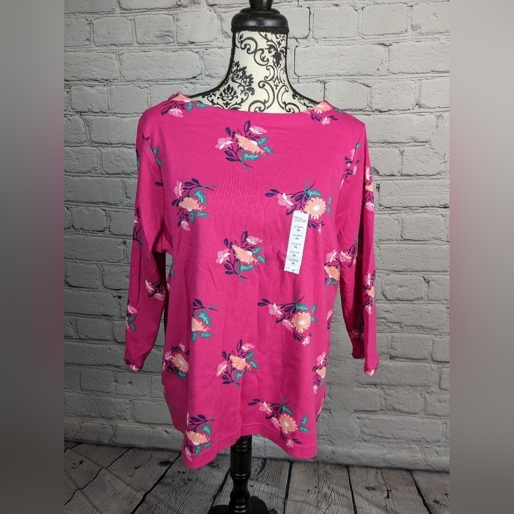 Croft & Barrow women's floral print stretch knit size 2x long sleeve top BBIN